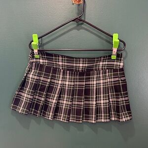 Lip Service Green & Black Plaid Pleated Mini Kilt